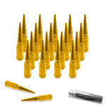 M1/2-20 Wheel Spike Lug Nuts, Golden, Set of 20