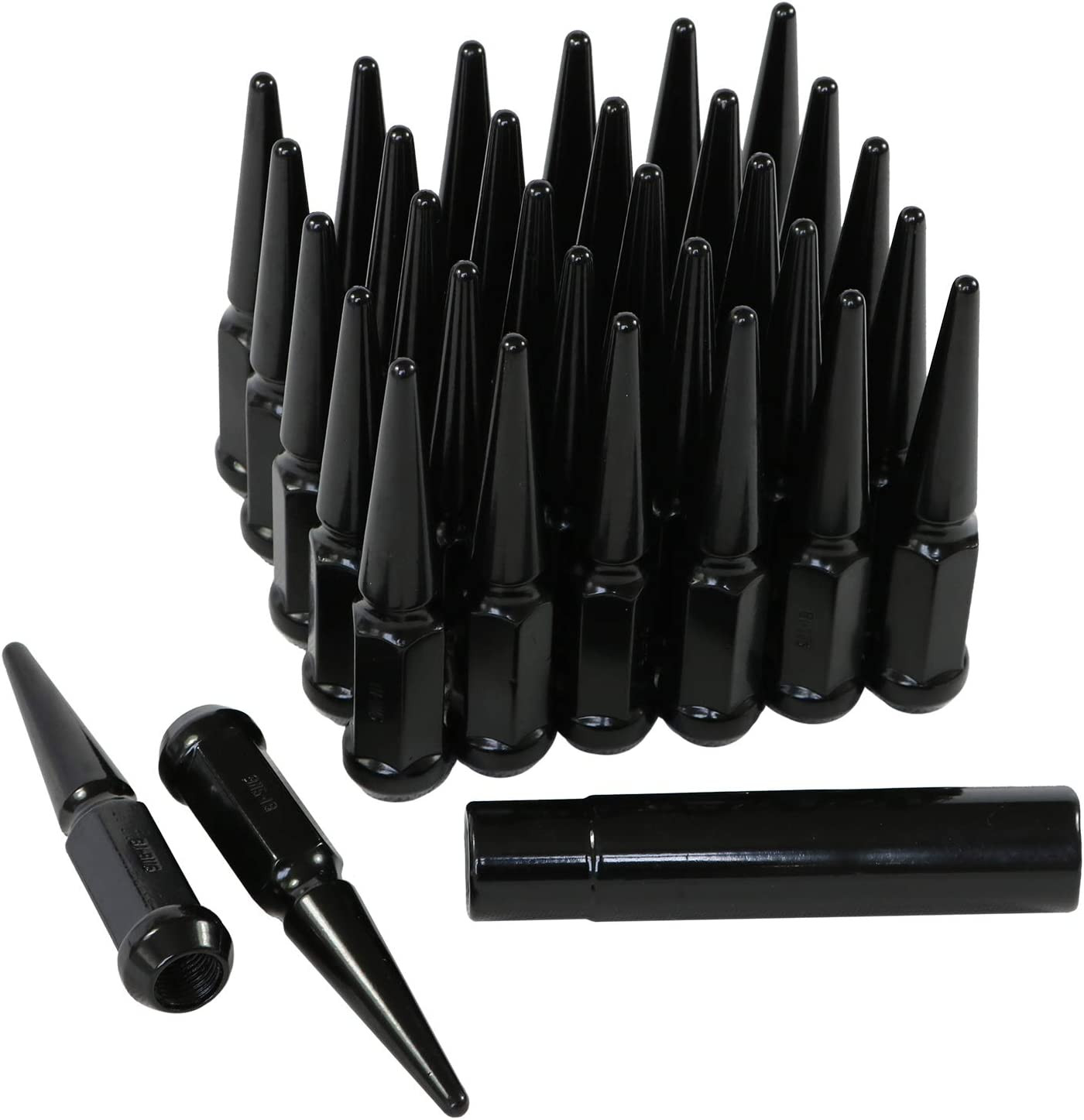 JDMSPEED Black Solid Spike Lug Nuts 9/16-18