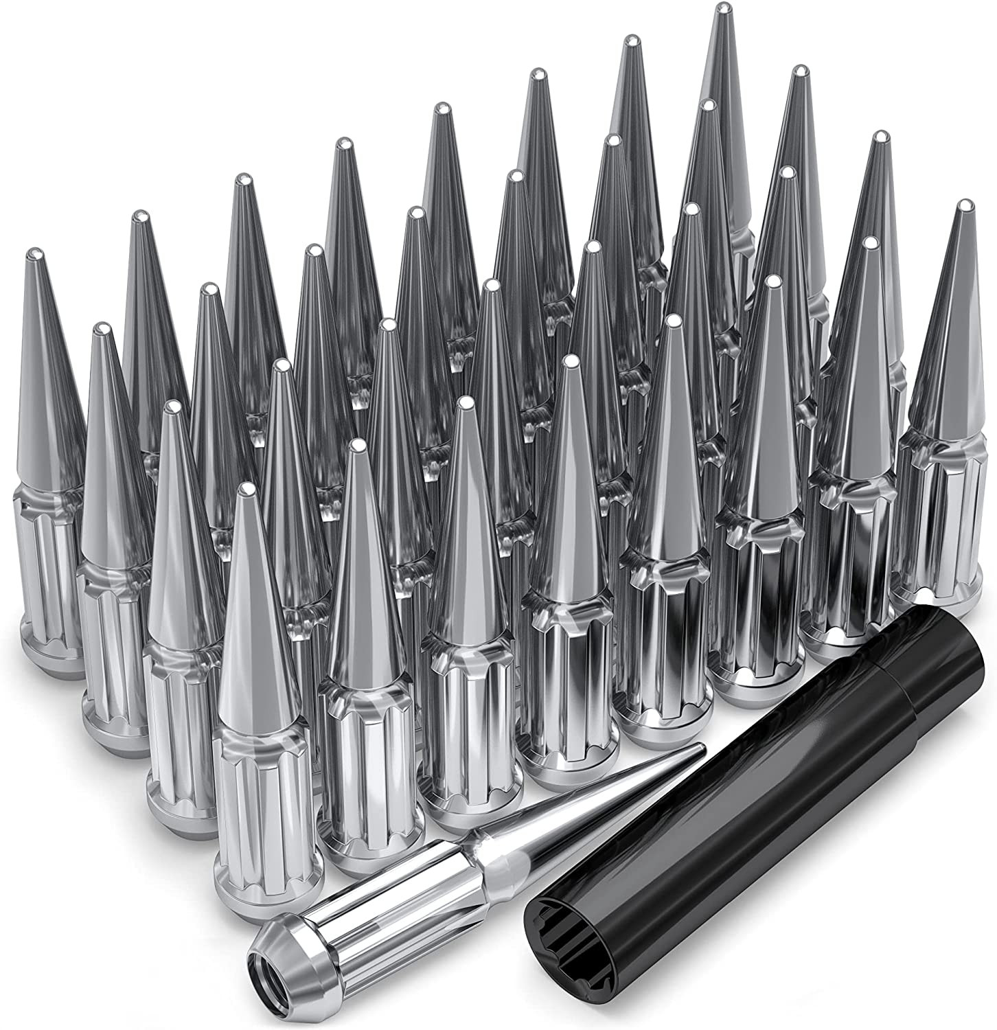 White Knight Chrome 1/2"-20 Anti-Theft Spike Lug Nuts